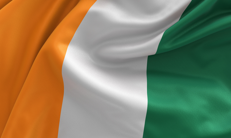 Ivory Coast(Cote d'ivoire) flag, from fabric satin, 3d illustration